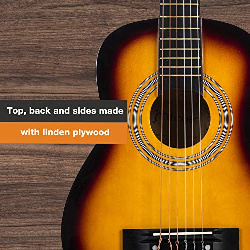 JMFinger Guitare classique 76,2 cm, cordes en nylon et bois avec housse de transport, sangle, 2 médiators, métronome 3… - Les Beatles, Paul McCartney, John Lennon, RIngo Starr, George Harrison JMFinger Guitare classique 76,2 cm, cordes en nylon et bois avec housse de transport, sangle, 2 médiators, métronome 3… – Image 6