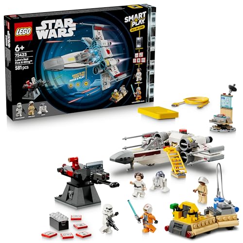 LEGO Star Wars 75423 SMART Play: Lukes Rot Fünf X-Wing - Interaktives All-in-1 Spielset mit SMART Brick, 5 Tags, 2 Minifiguren & Ladegerät - Geschenk für Jungen, Mädchen ab 6 Jahren und Erwachsene