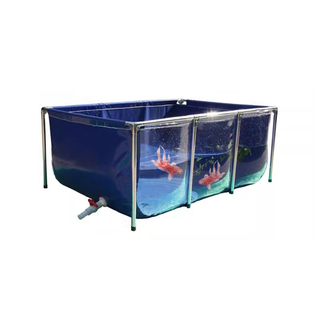Rygcrud Acuario Grande De PVC/Lienzo, Piscina De Marco con Ventana Transparente, Tanque Flexible para Tortuga Koi/Goldfish para Vivir, Fácil De Montar(140x140x71cm)