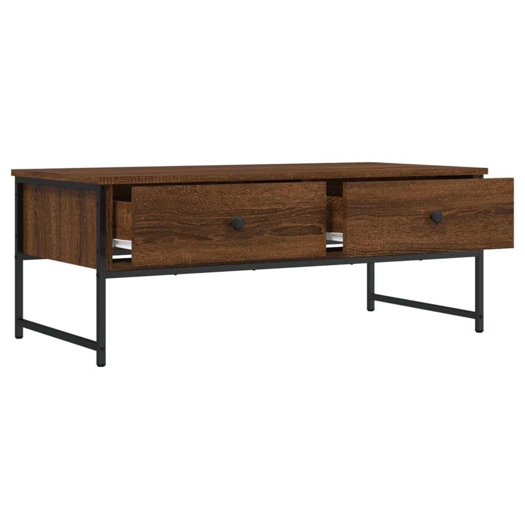 Homgoday Tavolino da caffè in rovere marrone, 101 x 49 x 39,5 cm, in legno ingegnerizzato, tavolino da tè per soggiorno, sala d'accoglienza degli ospiti, camera da letto e mobili da ufficio