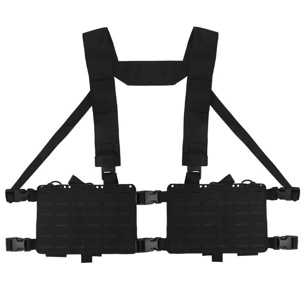 WLXW Tactical Chest Rig Vest Molle Magazine Pouch Hunting Split Front Chest Rig For Airsoft Wargame Equipment(BK)