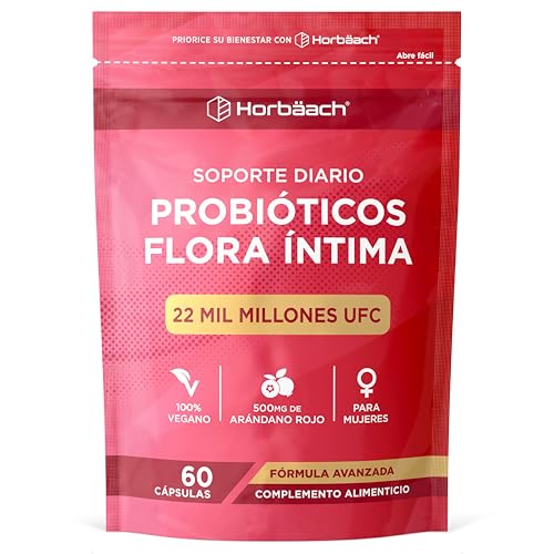 Probióticos Mujer Flora Íntima 22 Mil Millones UFC con Arándano Rojo| Balance Interior con lactobacillus Reuteri + Extracto de Arándano Rojo | Horbaach