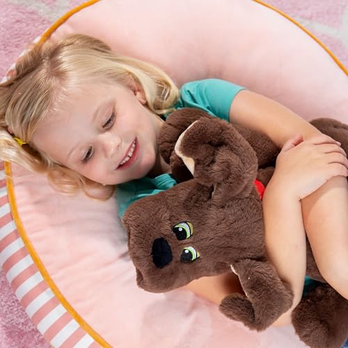 Basic Fun Pound Welpen Weighted Snuggles Plüsch – Dunkelbraun mit Langen Ohren – Weiches gewichtetes Plüsch-Komfortspielzeug mit klassischem Design – Für Alter 3+