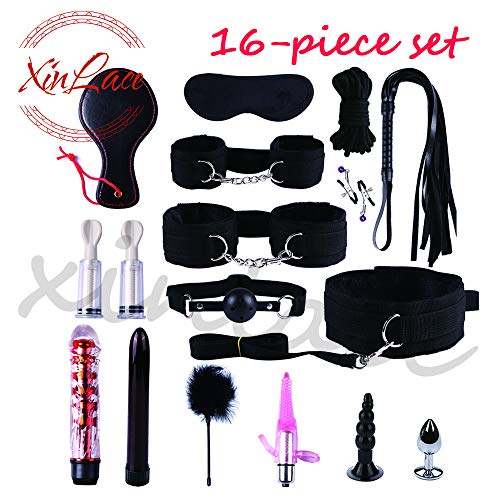 Midnight Beautiful Charm Fun Alternativo Negro Nuevo Nylon Juego de felpa de 16 piezas (negro)