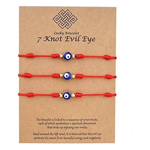 yfigo 2-6 Evil Eye Bracelet Knot Evil Eye Protective Bracelets Lucky String Protection for Women Men Family Cover