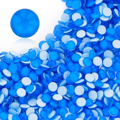 Image of Neon Blue Flatback Rhinestones, Glass Rhinestones for Nail Art and Craft, Glue Fix, Loose Crystal Gemstones(Neon Blue, SS30, 288pcs, 6.4-6.6mm)