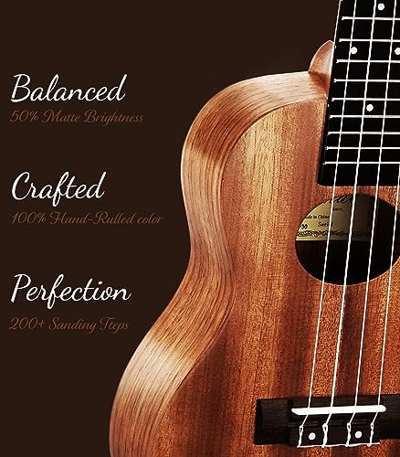 Image of Ulumac Concert Ukulele, Solid Mahogany 23inch Ukelele for Adults Kids Beginner with Gig Bag, Digital Tuner, Replacing Strings, 3 Guitar Picks, Strap, Cloth