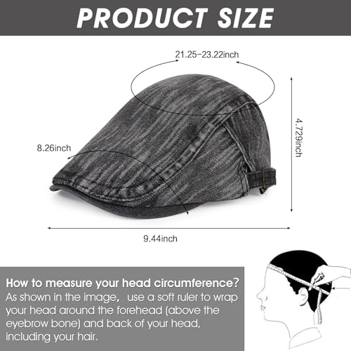 Image of 3Pcs Men's Newsboy Caps Cotton Cooling Hat Adjustable Flat Cap for Men