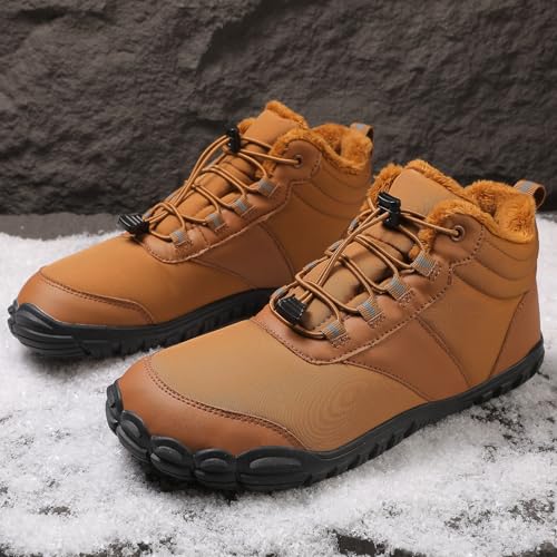 Snow Boots for Men Waterproof Winter Sneakers Wide Toe Box Barefoot Wear Faux Fur Lined Warm Snow Boots Outdoor Casual Mid Top Ski Shoes Running Walking Comfortable Non Slip Shoes 2025 Fashion3