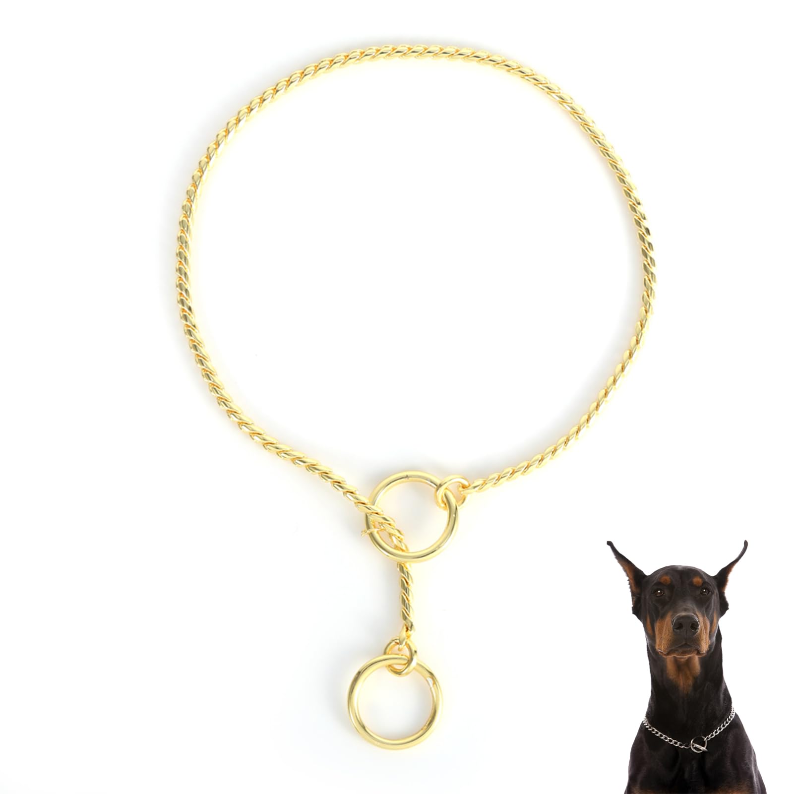 lvifloae Stainless Steel Dog Choke Chain Collar,Metal Snake Chain Twisted Necklace Pet Dog Show Training Choker Collars for Training Walking (3mm*40cm)