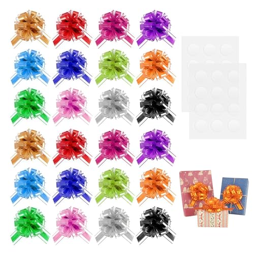 Ruispeed 24 stuks 6 inch grote trekstrikken, 12 kleuren strik voor het verpakken van geschenken, feestcadeau, bruiloftsbandstrikken voor het verpakken van dozen of bloemversieringen, ideaal voor