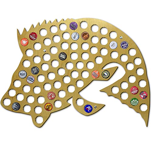 Torched Flying Bass Fish Beer Cap Holder | Wall Mount Beer Cap Catcher | Beer Cap Decor Display Art | A Great Gift for Men, Beer Lovers, and Collectors