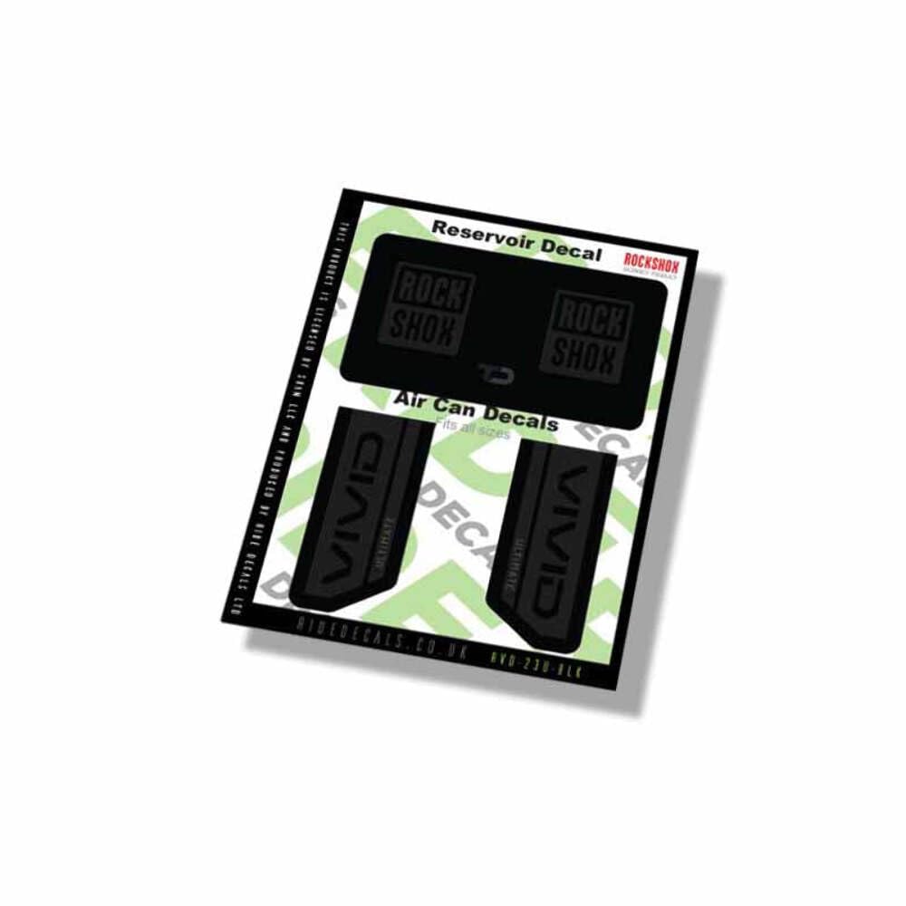 RockShox Vivid Ultimate 2023 Shock Decals - Black - Licensed by RockShox Gloss