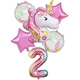 Hongkai 2nd Birthday Decoration Mylar Foil Balloons Set, Baby Boy Girl Two Year old Birthday...