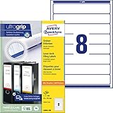 Lot de 800 étiquettes blanches autocollantes permanentes pour dos de classeur au format court 34 x 192 mm pour classeurs étroits – Matériau absolument opaque avec adhérence supérieure pour couvrir les anciennes étiquettes de classeur