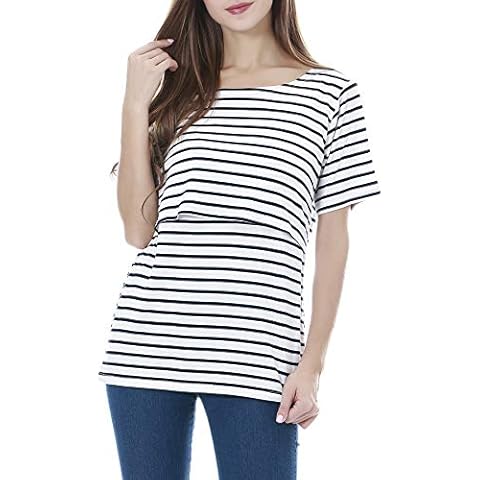 Smallshow Women's Maternity Short Sleeve Nursing Top Cover