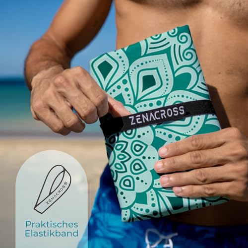 ZENACROSS Strandtuch XXL 90x180 cm - Mikrofaser Handtuch Groß - Schnelltrocknendes Handtuch Mikrofaser, Sandfrei - Leichtes und Kompaktes - Aqua