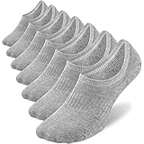 WANDER No Show Socks Mens 7 Pairs Cotton Thick Cushion Non Slip Low Cut Men Invisible Sock(Sock Size:6-8,add cushion（grey*7）)