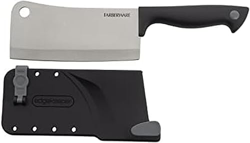 Farberware Edgekeeper - Cuchillo de cuchilla de 6 pulgadas con cubierta de hoja autoafilable, cuchillo de cocina de acero inoxidable de alto carbono
