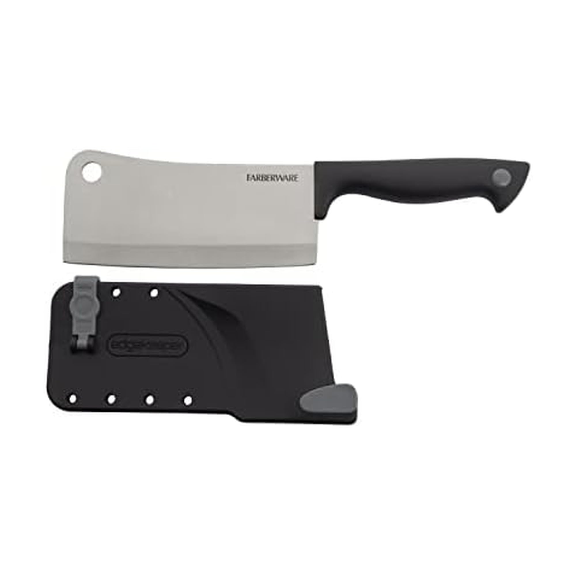 Farberware Edgekeeper 6-Inch Cleaver Knife with Self-Sharpening Blade Cover, High Carbon-Stainless Steel Kitchen Knife with Ergonomic Handle, Razor-Sharp Knife, Black