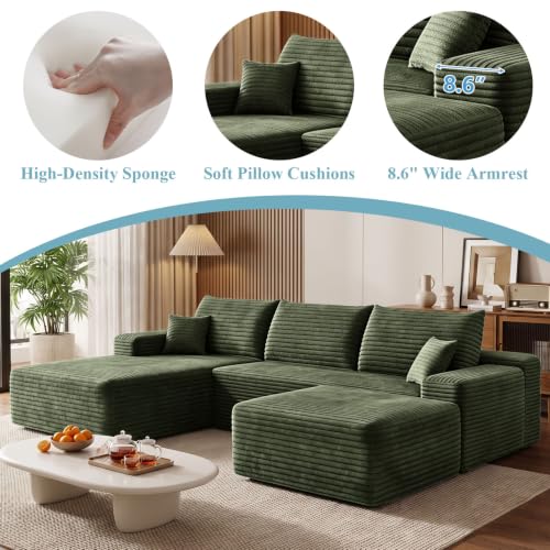 Image of Boneless Cloud Sectional Couch Modular Sofa with Ottoman for Living Room