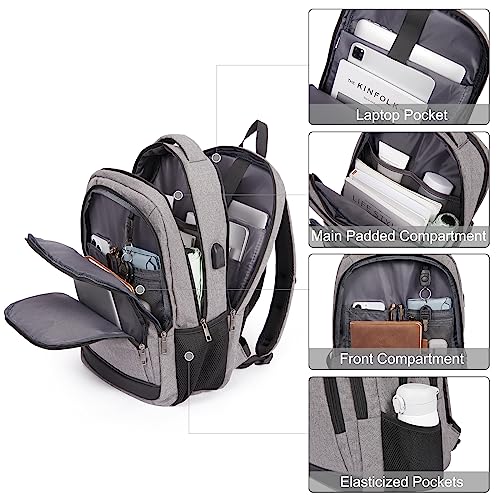 CLUCI Laptop Backpack for Men Women School Backpack College Bookbag for Men Water Resistant Travel Work Backpacks Fits 15.6" Laptop Business Computer Bag with USB Charging Port Grey4