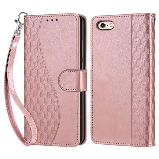 Coque pour iPhone 6 / iPhone 6s, Housse Etui Portefeuille Cuir Multifonction, Fermeture Magnétique à Clapet Anti-Choc Compatible avec Coque iPhone 6 Book - Or Rose