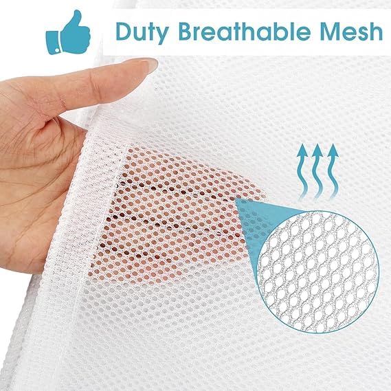Image of MUTMAIN Mesh laundry Bag for washing machine Large, Clothes Organizer, Foldable Mesh Laundry Bag with drawstring closure, Cloth Storage Organizer, Travel Pouch Packing Bags, (White, Pack of 1)