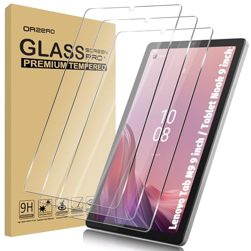 Image of Orzero (3 Pack Screen Protector Compatible for Lenovo Tab M9 9 inch(2023) / Tablet Nook 9 inch (2024), Tempered Glass Case Friendly Protector De Pantalla 9H High Definition Anti-Scratch Bubble-Free