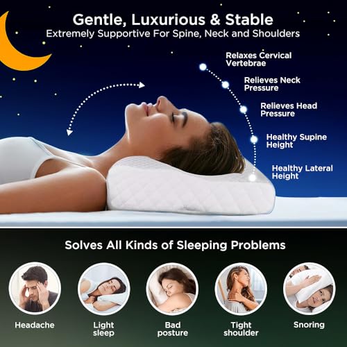 Image of Dr Trust USA 347 Contour Cervical Pillow for Neck Pain, Spondylitis, Back & Shoulder Pain | Orthopedic Memory Foam Pillow for Sleeping with Removable Cover | Improves Posture & Spinal Alignment