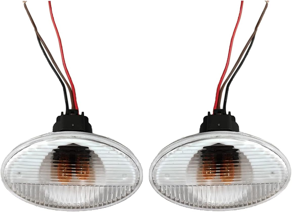 2 pcs Front Fender Side Marker/Turn Signal Light Clear/Amber with 3