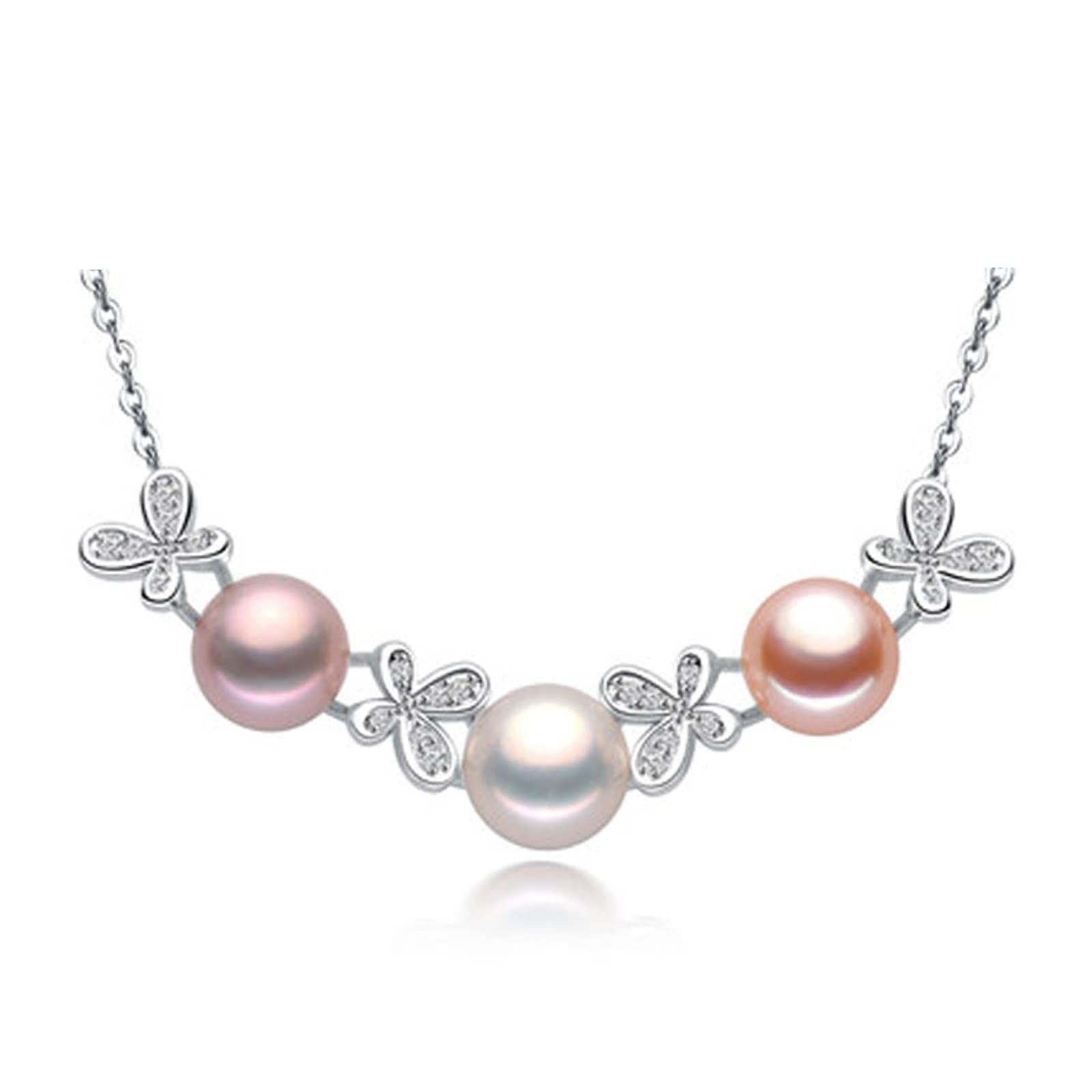 Collier en argent sterling avec perle d'eau douce véritable et papillon ciselé - 6