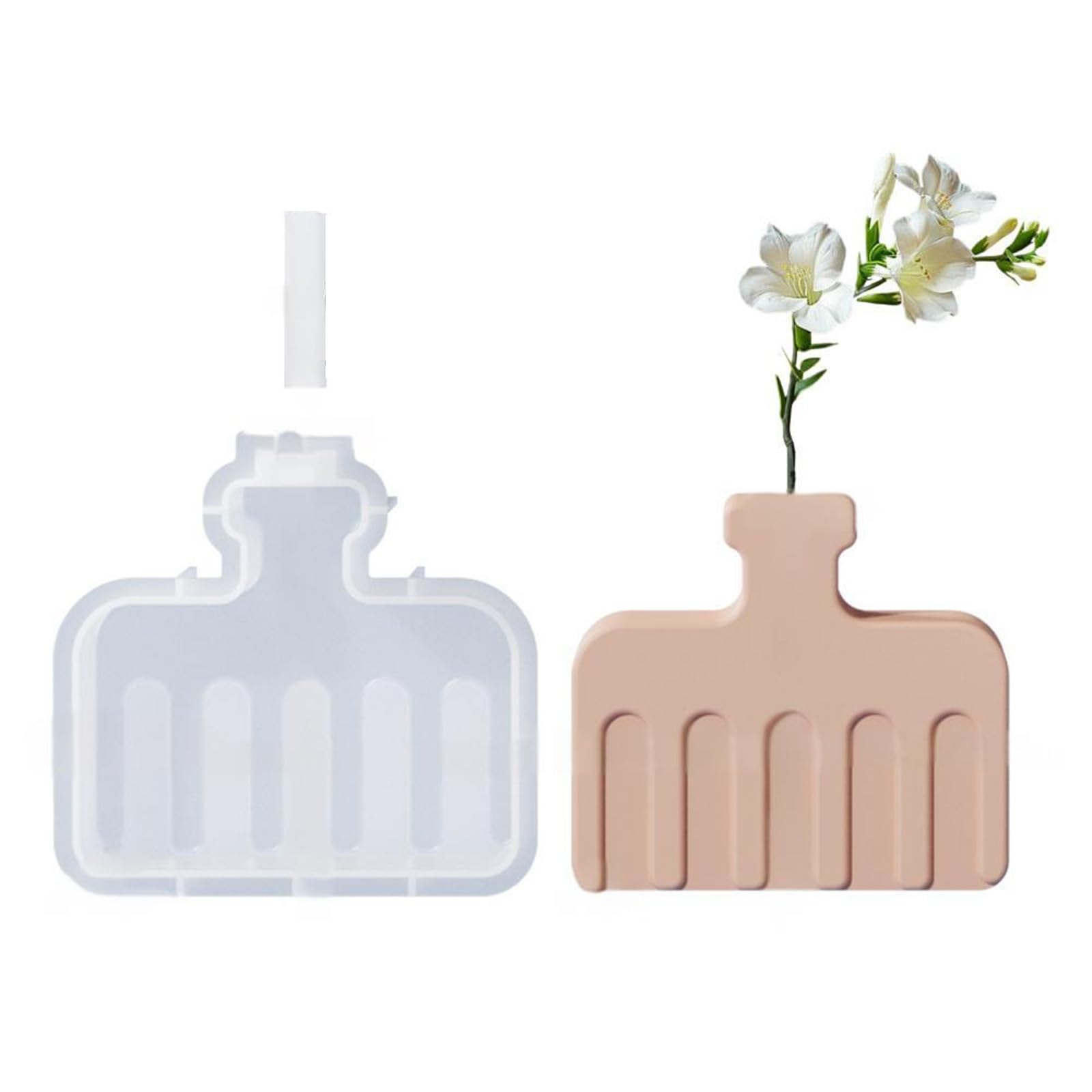APGLSXY Simple Vase Silicone Molds Planter Molds Home Decors Cement Crafting Silicone Sculpture for Making Flowerpot Striped Flat Vase Mold