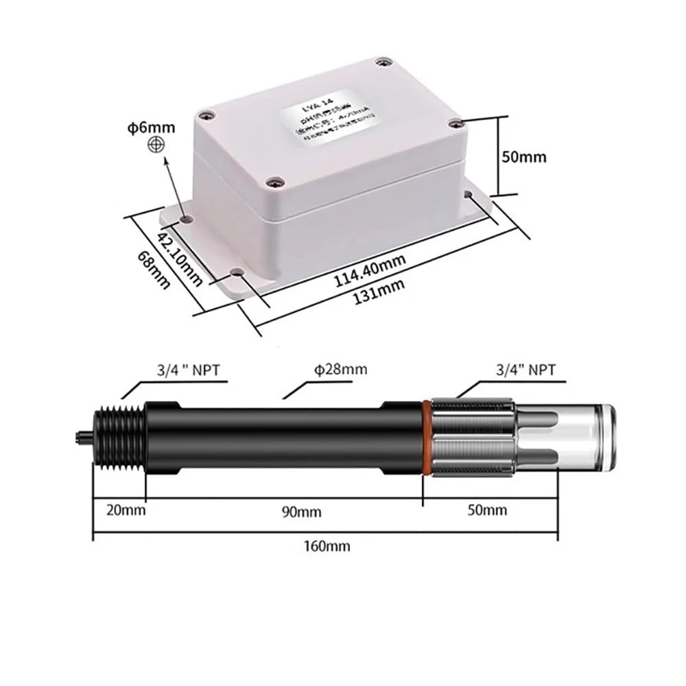 Sensor de pH, Medidor de Turbidez para Agua Industrial, Sonda de Electrodo, Transmisor de EC, Medidor de pH, Detección Ambiental (4-20 mA)