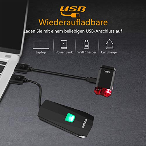 WOWGO LED Fahrradlicht Set,Fahrradbeleuchtung StVZO Zugelassen Wasserdicht USB Wiederaufladbare Fahrradlichter Fahrradlampe mit Frontlicht und Rücklicht - Image 5
