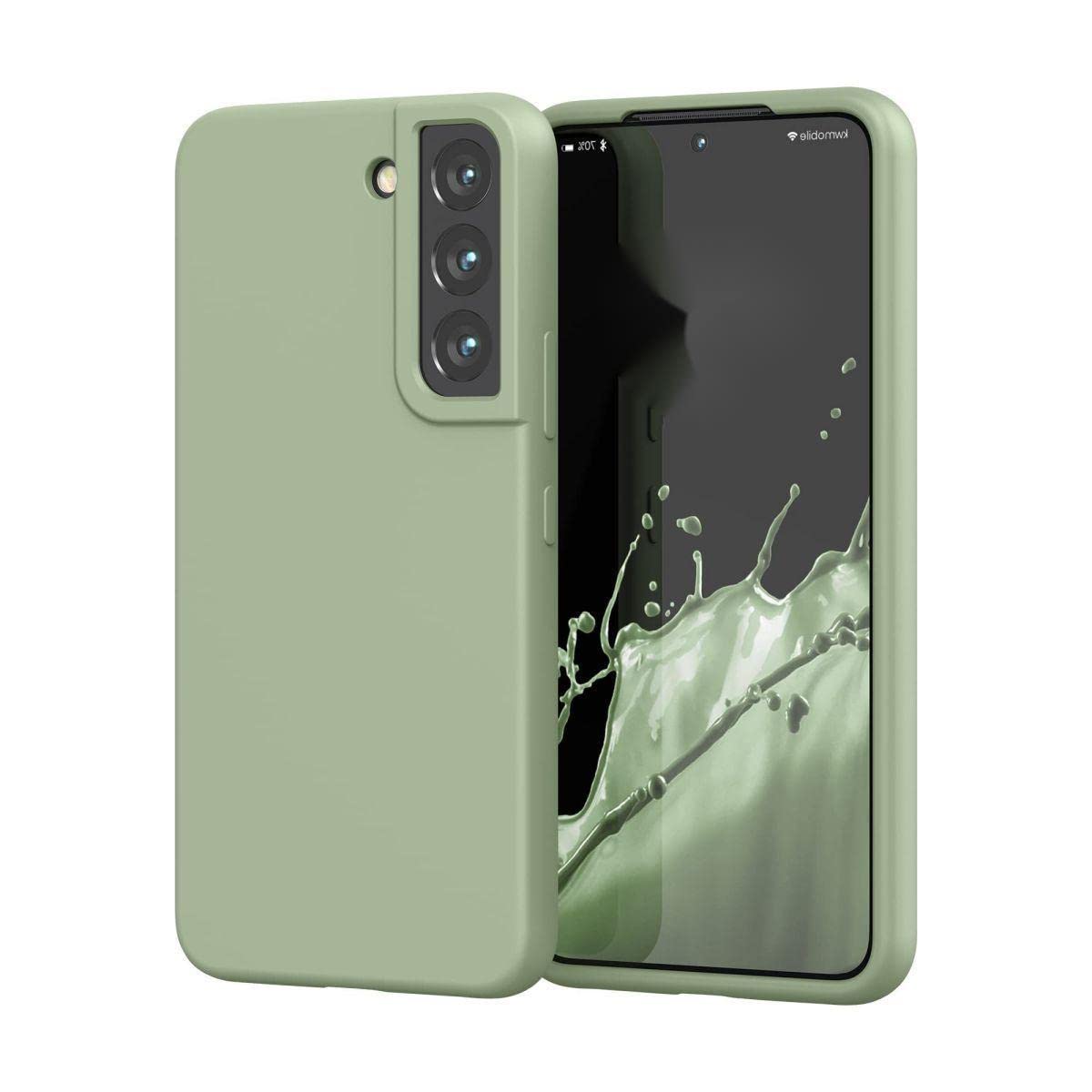 Samsung Galaxy S22 Case, Soft, Flexible Silicone Gel Rubber Bumper Case with Anti-Drop Lens Camera Protection, Slim, Shockproof Samsung Galaxy S22 Case, Grey Green