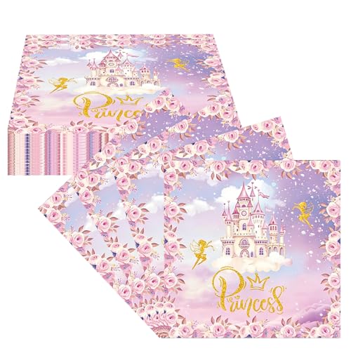 Ovanda Lot de 20 serviettes en papier pour décoration d'anniversaire Motif château de princesse,...