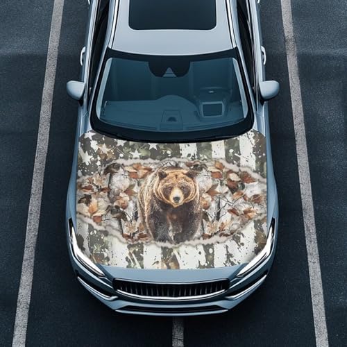 Image of Car Hood Cover, Auto Hood Wrap Blankets Stretchable Bear Automotive Exterior Accessories for Compact Sedans SUVs Trucks