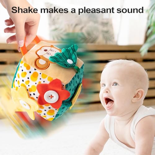 Dopsyesn Baby Rattles 0-6 Mois, Baby Activity Cube - Toys sensoriels de bébé en Cube occupé avec hochets - Toddler Travel Toys, balles sensorielles pour Les, la Famille, Les Amis, la Maison, – Image 3