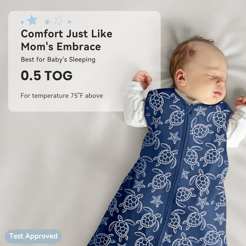 Image of Baby Sleep Sack 0-6 Months 0.5 Tog Wearable Blanket Baby, 3 Pack 100% Cotton Lightweight Sleeping Sack with 2-Way Zipper for Newborn Infant Shark