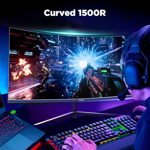 Image of ZZA 32 Inch Curved Gaming Monitor, 240Hz High Refresh Rate, FHD 1920x1080P, Curved 1500R, HDMI 2.0 /DP1.4, 1ms MPRT, HDR, FreeSync, VESA Compatible, Tilt Adjustable