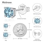 Women Silver Stud Earrings for Women Solid 14K White Gold Plated Sterling Silver Earrings For Women Birthstone Earrings CZ Earrings for Women Wife Her Girlfriend - Image 3