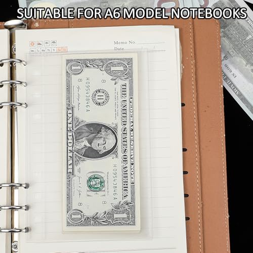 20 Stück A6 Binder Taschen, Reißverschluss, Budget-Umschläge mit Index-Bit-Design, Transparent Geld Budget Umschläge, PVC-Beutel für lose Blätter, Umschläge für Dokumente, Notizbücher, Karten
