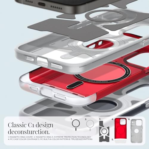 Image of Spigen Classic C1 MagFit Back Cover Case for iPhone 15 Pro Max, MagSafe Compatible, Camera Control Button - PC+TPU | Ruby