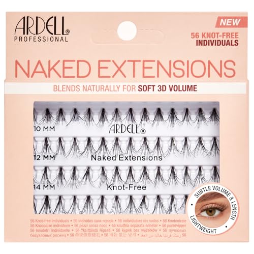 Ardell Naked Extensions Lashes, Individual Eyelashes, Customisable Extensions for Subtle Volume & Length, Vegan-Friendly & Cruelty-Free, Assorted Eyelash Lengths, 56 Knot-Free Individual Lashes