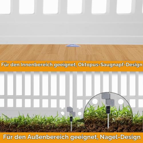 Gupamiga Welpenlaufstall, Hundelaufstall faltbar mit Tür, welpenauslauf für Wohnung, Fest und Glatt, Einfache Installation, Weiß (130x65x80cm)