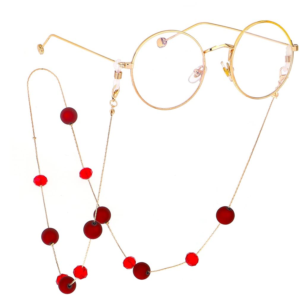Pulloverkette Brillenkette Mehrzweck Gold Rot Kristall Mattperlen Brillenkette (D Talla ?nica)