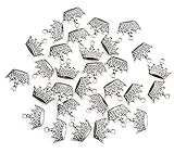 Ruwado 30 Pcs Tiara Charm Mini Metal Vintage Cute Jewelry Pendant for DIY Making Necklace Bracelet Necklace Jewelry Making Crafting Accessories Earring Zippers (Silver)