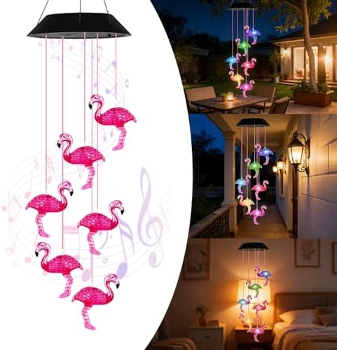 Amazon.com : 7-Color Light Changing Flamingo Solar Lights for Outside ...