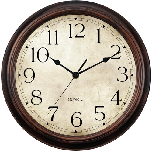 Image of KECYET Wall Clock Battery Operated Vintage Silent Non-Ticking Analog Wall Clocks 16 Inch Small Retro Clock Decorative for Kitchen Bathroom Bedroom Home Office (Bronze)